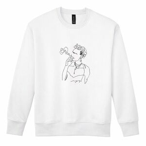 Frida Smoking Graphic Crewneck Sweatshirt Aesthetic Line Art Cozy Chic Style